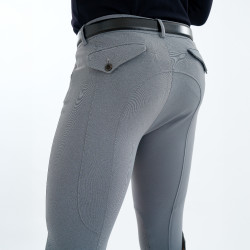 Pantaloni da equitazione Euro-Star Camillo original grip al ginocchio uomo Titanio Grigio