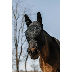 Maschera anti-mosche anti-UV Equithème Soft con naso Nero Maschera anti-mosche anti-UV Equithème Soft con naso Nero