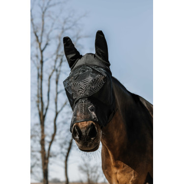Maschera anti-mosche anti-UV Equithème Soft con naso Nero Maschera anti-mosche anti-UV Equithème Soft con naso Nero