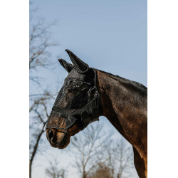Maschera anti-mosche anti-UV Equithème Soft con naso Nero Maschera anti-mosche anti-UV Equithème Soft con naso Nero