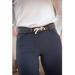 Cintura Pénélope signature in cuoio traforato Nero Cintura Pénélope signature in cuoio traforato Nero