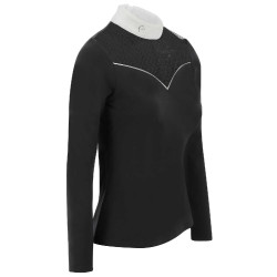 Polo Equithème Valencia a maniche lunghe Nero