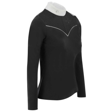 Polo Equithème Valencia a maniche lunghe Nero