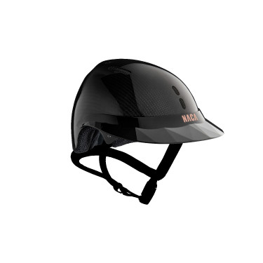 Casco da equitazione NACA Gravity S carbonio Nero carbone lucido / oro rosa Casco da equitazione NACA Gravity S carbonio Nero carbone lucido / oro rosa