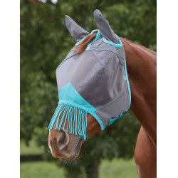 Maschera anti-mosche Weatherbeeta ComFiTec Deluxe Mesh con orecchie e frange Grigio / turchese Maschera anti-mosche Weatherbeeta ComFiTec Deluxe Mesh con orecchie e frange Grigio / turchese
