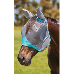 Maschera anti-mosche Weatherbeeta ComFiTec Deluxe Fine Mesh con orecchie Grigio / turchese Maschera anti-mosche Weatherbeeta ComFiTec Deluxe Fine Mesh con orecchie Grigio / turchese