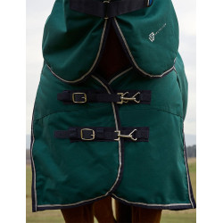 Coperta Weatherbeeta ComFiTec Dynamic Turnout 220g con collo staccabile Verde foresta / blu navy