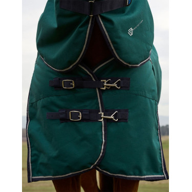 Coperta Weatherbeeta ComFiTec Dynamic Turnout 220g con collo staccabile Verde foresta / blu navy