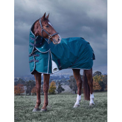 Coperta Weatherbeeta ComFiTec Dynamic Turnout 220g con collo staccabile Verde foresta / blu navy