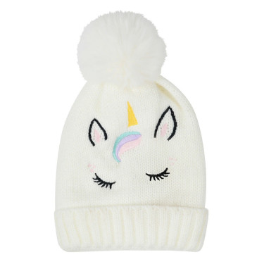 Cuffia Unicorno Dublin ricamata per bambini Bianco Cuffia Unicorno Dublin ricamata per bambini Bianco