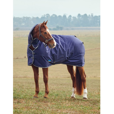 Coperta Weatherbeeta ComFiTec Tyro Turnout 50g Combo collo integrale Blu navy / antracite Coperta Weatherbeeta ComFiTec Tyro Turnout 50g Combo collo integrale Blu navy / antracite