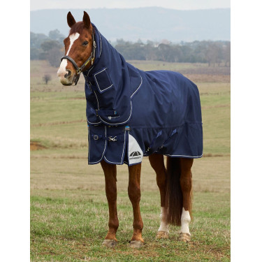 Coperta Weatherbeeta ComFiTec Ultra Turnout 220 g con collo staccabile Marina Blu marino