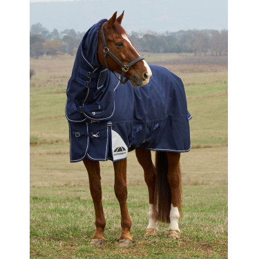 Coperta Weatherbeeta ComFiTec Ultra Turnout 220 g con collo staccabile Marina Blu marino
