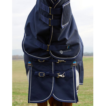 Coperta Weatherbeeta ComFiTec Ultra Turnout 220 g con collo staccabile Marina Blu marino