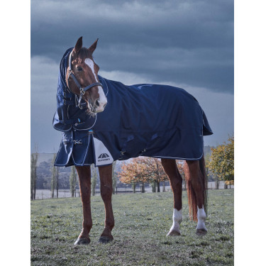Coperta Weatherbeeta ComFiTec Ultra Turnout 220 g con collo staccabile Marina Blu marino