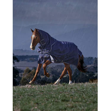 Coperta Weatherbeeta ComFiTec Ultra Turnout 220 g con collo staccabile Marina Blu marino