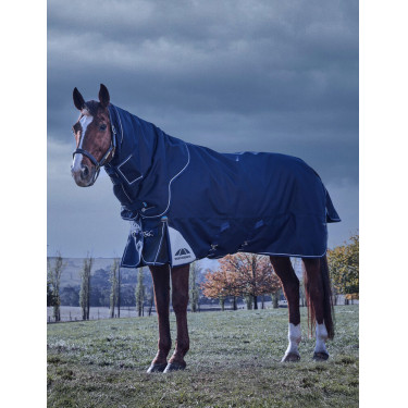 Coperta Weatherbeeta ComFiTec Ultra Turnout 220 g con collo staccabile Marina Blu marino