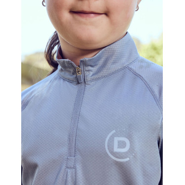Top da equitazione Dublin traspirante a maniche lunghe per bambini Nebbia blu Top da equitazione Dublin traspirante a maniche lunghe per bambini Nebbia blu