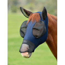 Maschera anti-mosche Weatherbeeta ComFiTec Luxe Bug Eye Saver con protezione per orecchie e naso Blu navy / nero