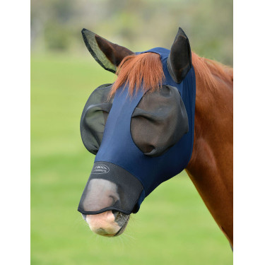 Maschera anti-mosche Weatherbeeta ComFiTec Luxe Bug Eye Saver con protezione per orecchie e naso Blu navy / nero Maschera anti-mosche Weatherbeeta ComFiTec Luxe Bug Eye Saver con protezione per orecchie e naso Blu navy / nero