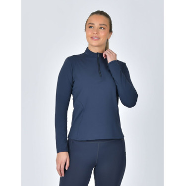 Polo da equitazione Dublin a maniche lunghe aderente e spazzolato da donna Marina Blu marino