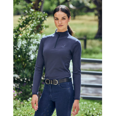 Polo da equitazione Dublin a maniche lunghe aderente e spazzolato da donna Marina Blu marino Polo da equitazione Dublin a maniche lunghe aderente e spazzolato da donna Marina Blu marino