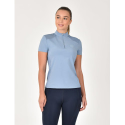 Polo a maniche corte Dublin traspirante con zip a 1/4 da donna Nebbia blu