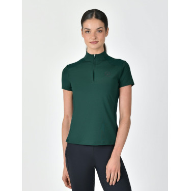 Polo a maniche corte Dublin traspirante con zip a 1/4 da donna Verde smeraldo scuro Polo a maniche corte Dublin traspirante con zip a 1/4 da donna Verde smeraldo scuro
