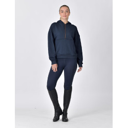 Felpa in pile Dublin da donna con cappuccio e zip 1/4 Marina Blu marino