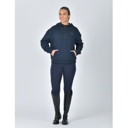 Felpa in pile Dublin da donna con cappuccio e zip 1/4 Marina Blu marino