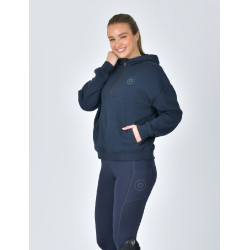 Felpa in pile Dublin da donna con cappuccio e zip 1/4 Marina Blu marino