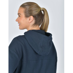 Felpa in pile Dublin da donna con cappuccio e zip 1/4 Marina Blu marino