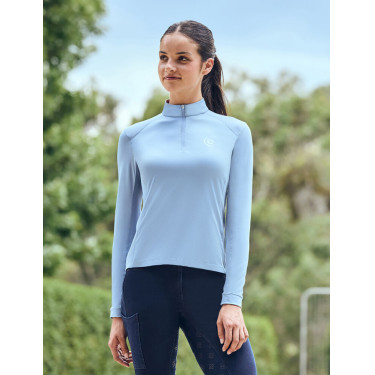 Top da equitazione a maniche lunghe Dublin traspirante da donna Nebbia blu Top da equitazione a maniche lunghe Dublin traspirante da donna Nebbia blu
