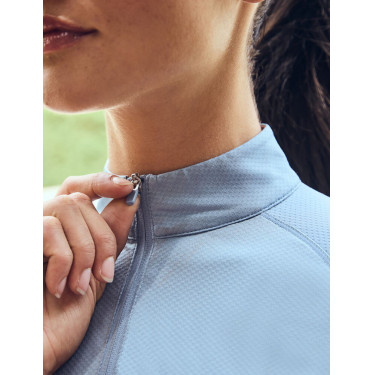 Top da equitazione a maniche lunghe Dublin traspirante da donna Nebbia blu Top da equitazione a maniche lunghe Dublin traspirante da donna Nebbia blu