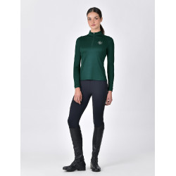Top da equitazione a maniche lunghe Dublin traspirante da donna Verde smeraldo scuro Top da equitazione a maniche lunghe Dublin traspirante da donna Verde smeraldo scuro