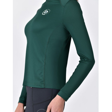 Top da equitazione a maniche lunghe Dublin traspirante da donna Verde smeraldo scuro Top da equitazione a maniche lunghe Dublin traspirante da donna Verde smeraldo scuro