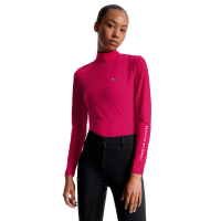 Base Layer Tommy Hilfiger Equestrian a maniche lunghe con collo per donna Ciliegia