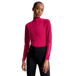 Base Layer Tommy Hilfiger Equestrian a maniche lunghe con collo per donna Ciliegia Base Layer Tommy Hilfiger Equestrian a maniche lunghe con collo per donna Ciliegia