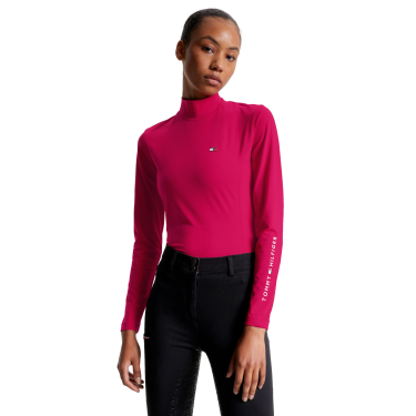 Base Layer Tommy Hilfiger Equestrian a maniche lunghe con collo per donna Ciliegia Base Layer Tommy Hilfiger Equestrian a maniche lunghe con collo per donna Ciliegia