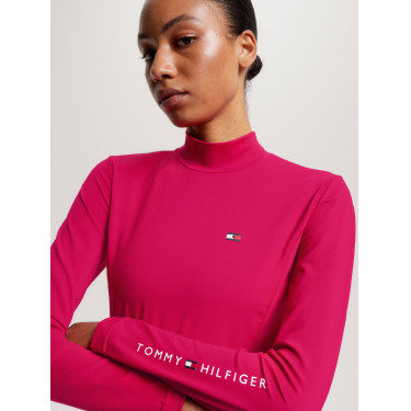 Base Layer Tommy Hilfiger Equestrian a maniche lunghe con collo per donna Ciliegia Base Layer Tommy Hilfiger Equestrian a maniche lunghe con collo per donna Ciliegia