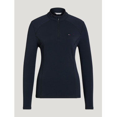 Polo invernale a maniche lunghe Tommy Hilfiger Equestrian 1/4 zip Beth donna Cielo del deserto Blu Polo invernale a maniche lunghe Tommy Hilfiger Equestrian 1/4 zip Beth donna Cielo del deserto Blu