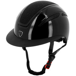 Casco Equithème Agris visiera larga Nero brillante celeste