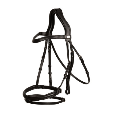 Briglia con capezzina combinata Dy'on in morbida pelle Nero