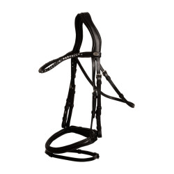 Briglia con capezzina combinata media in morbida pelle Dy'on Nero