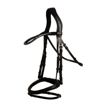 Briglia con capezzina combinata media in morbida pelle Dy'on Nero