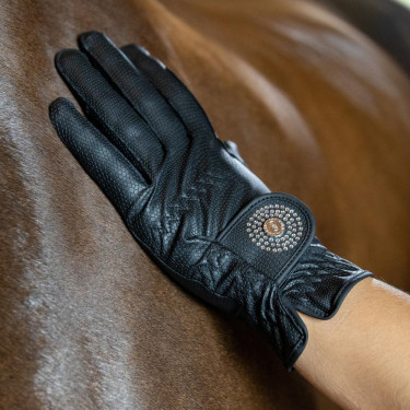 Guanti da equitazione Kentucky Grip con paillettes Nero Guanti da equitazione Kentucky Grip con paillettes Nero