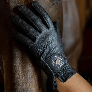 Guanti da equitazione Kentucky Grip con paillettes Nero Guanti da equitazione Kentucky Grip con paillettes Nero