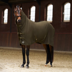 Coperta in pile con collo Imperial Riding Fundamental Verde oliva