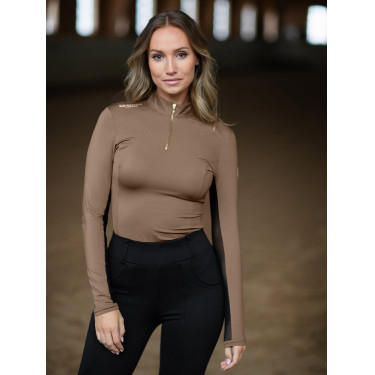Maglia tecnica Equestrian Stockholm Air Breeze da donna Champagne Beige