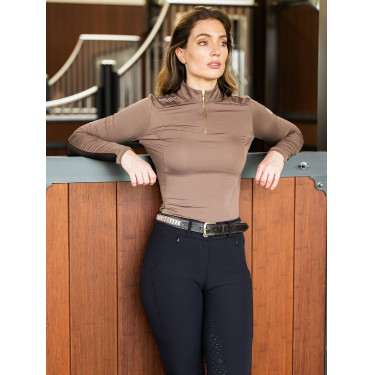 Maglia tecnica Equestrian Stockholm Air Breeze da donna Champagne Beige